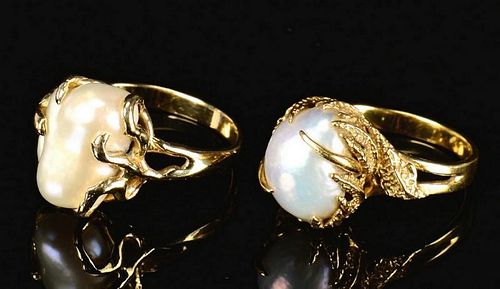 18K & 14K BAROQUE PEARL RINGS1st