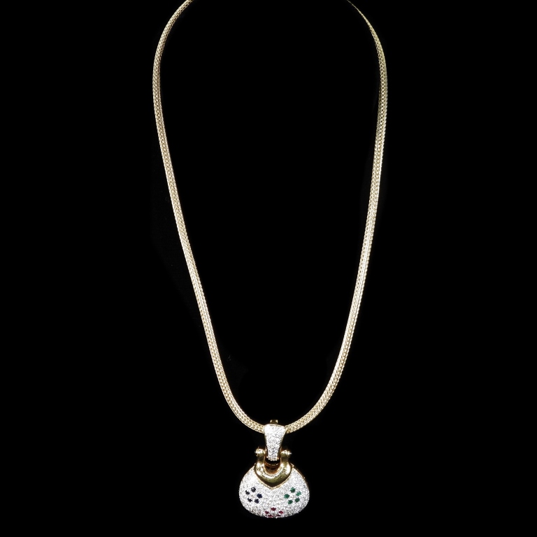 18K 14K DIAMOND & GEMSTONE NECKLACE