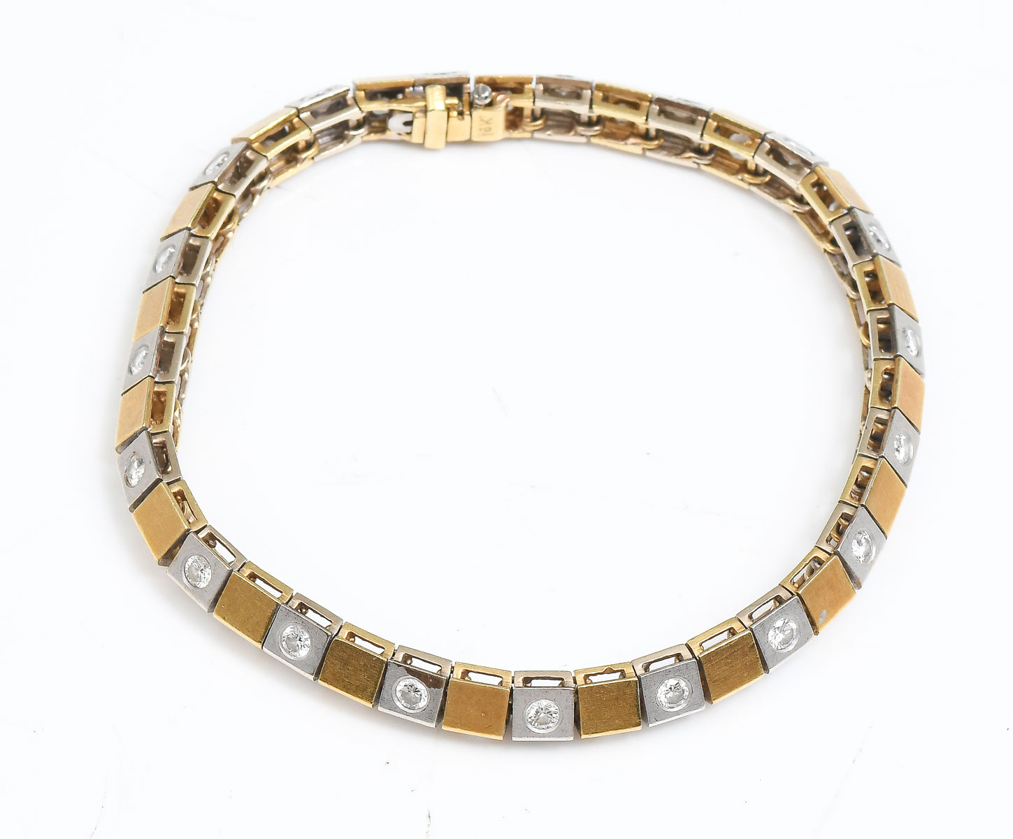 18K 2 TONE PYRAMID STYLE BRACELET