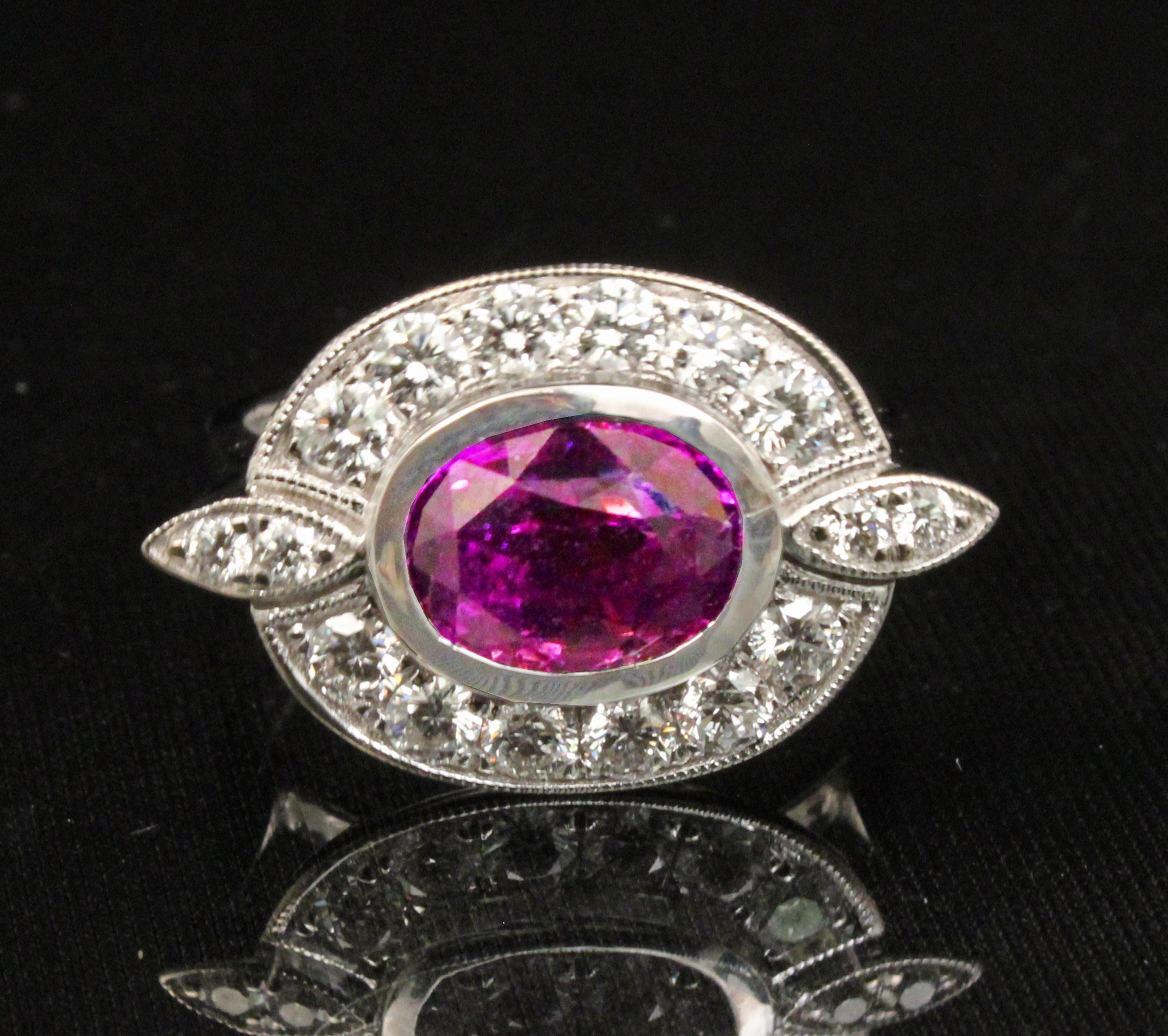 18K 3.12 CT PINK SAPPHIRE AND