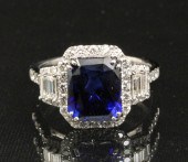 18K 3.84 CT SAPPHIRE AND DIAMO