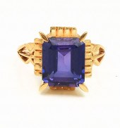 18K 5CT EMERALD CUT AMETHYST R