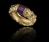 18K AMETHYST & EMERALD RING: 1