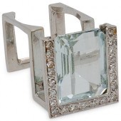 18K AQUAMARINE, AND DIAMOND CU
