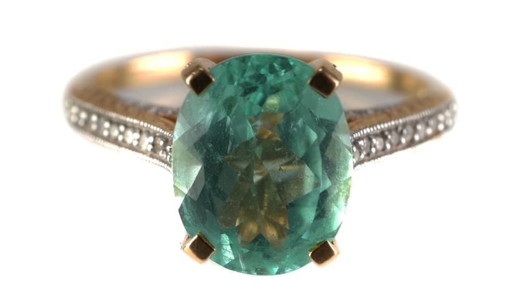 18K AQUAMARINE AND DIAMOND