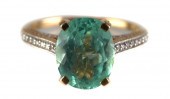 18K AQUAMARINE AND DIAMOND RIN