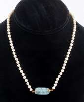 18K AQUAMARINE CULTURED PEARL