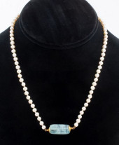 18K AQUAMARINE CULTURED PEARL