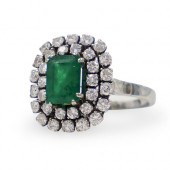 18K ART DECO AND EMERALD RINGD