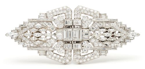18K ART DECO DIAMOND BROOCHLadies