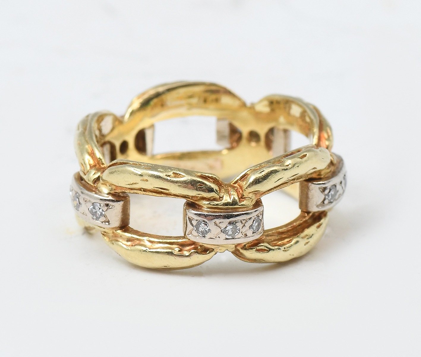 18K BRUTALIST STYLE DIAMOND RING: 5
