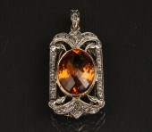 18K CITRINE AND DIAMOND PENDAN