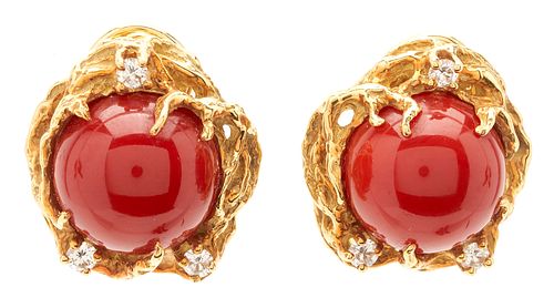 18K CORAL & DIAMOND
