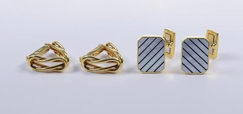 18K CUFFLINKS: HERMES & BLACK,