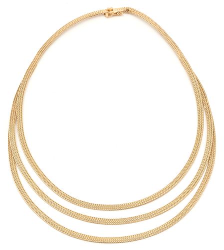 18K DESIGNER TRIPLE STRAND WOVEN