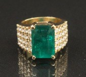 18K  DIAMOND AND 7.23 CT. EMER