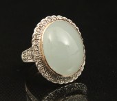 18K DIAMOND AND CABOCHON AQUAM