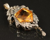 18K DIAMOND AND CITRINE PENDAN