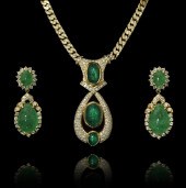 18K DIAMOND AND EMERALD NECKLA