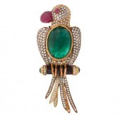 18K DIAMOND EMERALD & RUBY BRO