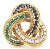 18K DIAMOND, EMERALD, & SAPPHI