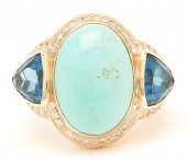 18K DIAMOND & GEMSTONE RINGLad