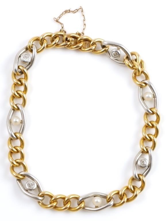 18K DIAMOND & PEARL FIGARO