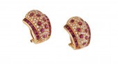 18K DIAMOND & RUBY EARRINGS: 1