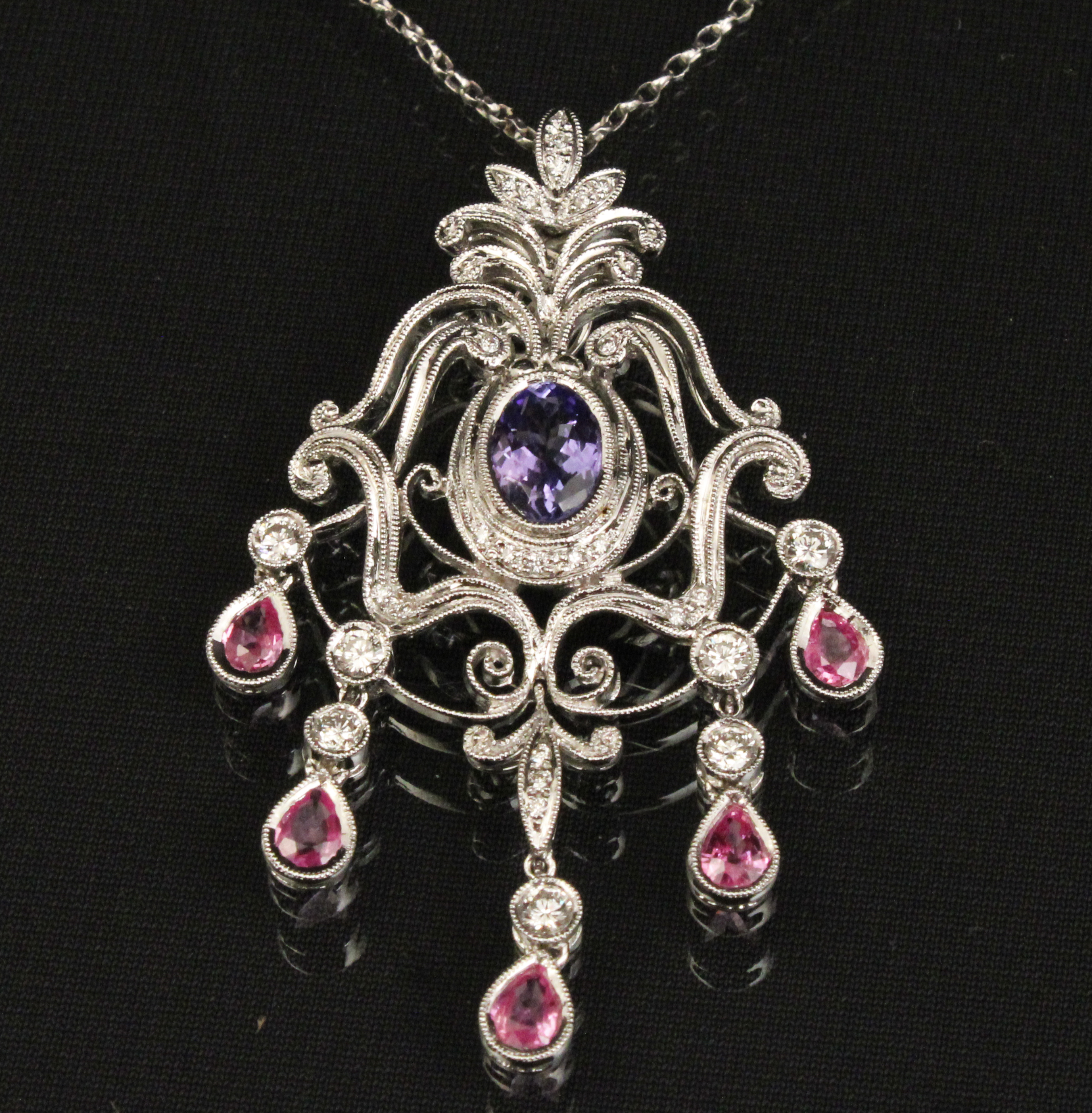 18K DIAMOND, TANZANITE AND PINK