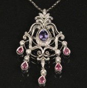 18K DIAMOND, TANZANITE AND PIN