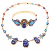 18K Egyptian revival scarab ne