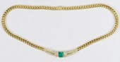 18K EMERALD AND DIAMOND NECKLA