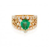 18K EMERALD AND DIAMOND RING18
