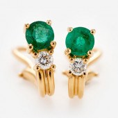 18K EMERALD DIAMOND EARRINGSA