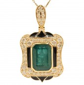 18K EMERALD & DIAMOND NECKLACE