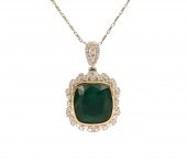 18K EMERALD & DIAMOND PENDANT