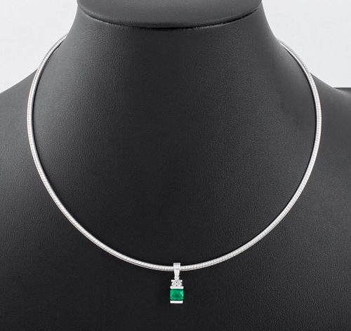 18K EMERALD DIAMOND PENDANT 14K