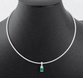 18K EMERALD DIAMOND PENDANT 14