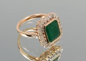 18K EMERALD & DIAMOND RING BY