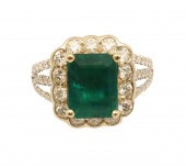 18K EMERALD & DIAMOND RING W/G