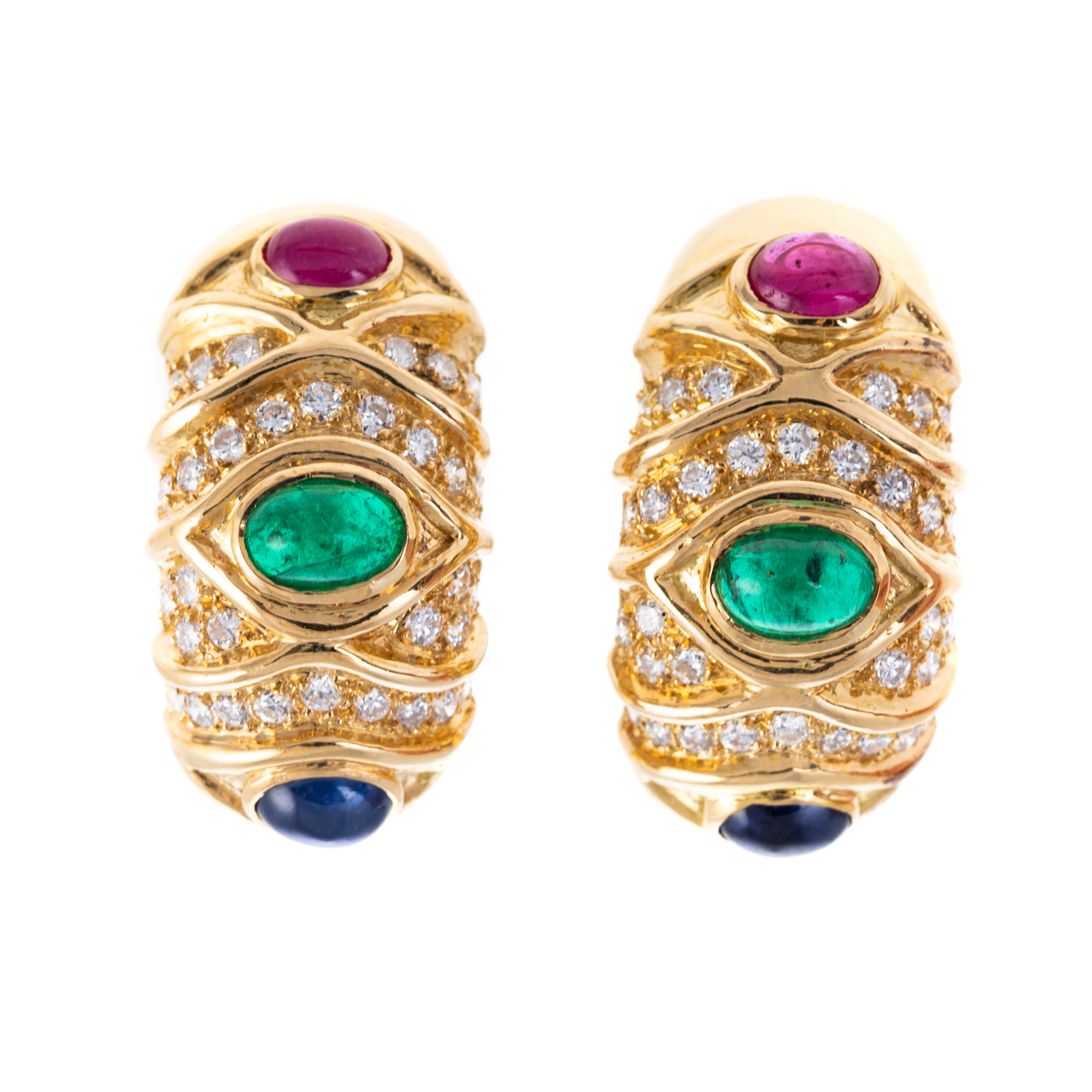 18K EMERALD, RUBY, SAPPHIRE &