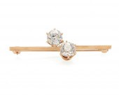 18K GOLD AND DIAMOND BAR BROOC