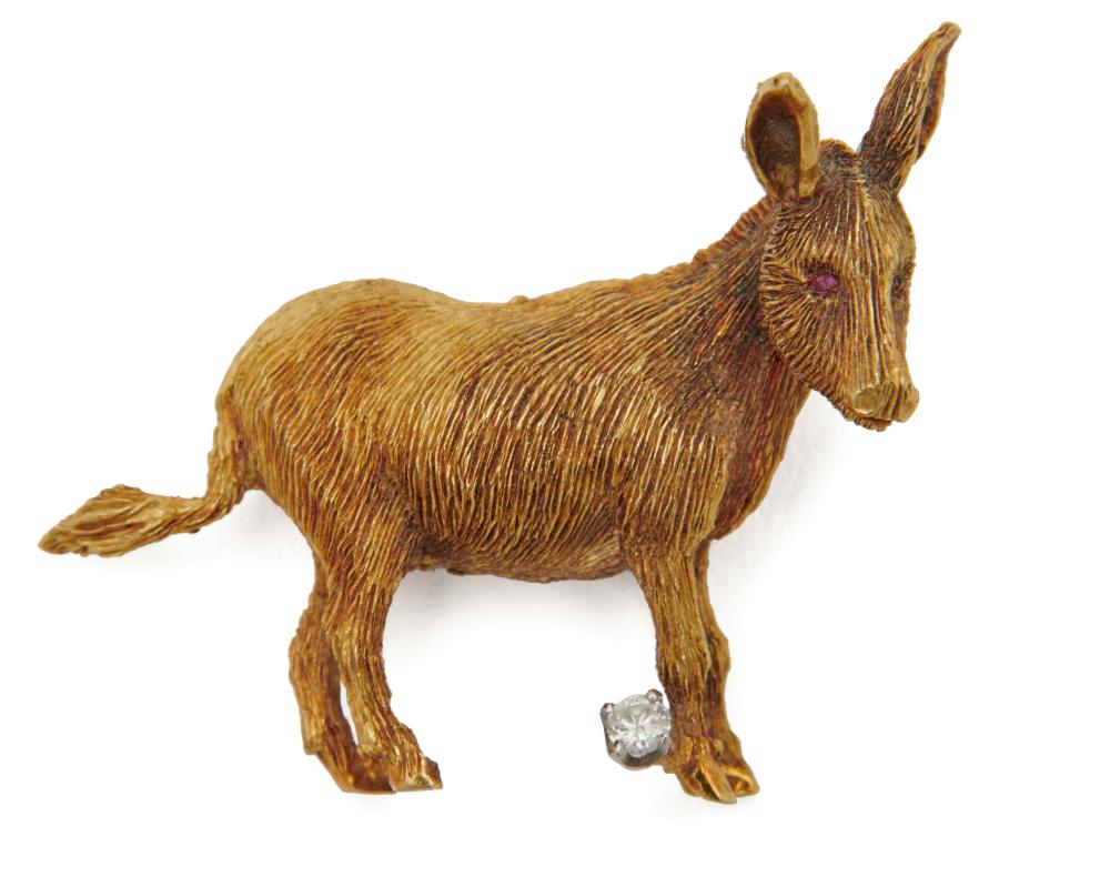 18K GOLD AND DIAMOND DONKEY