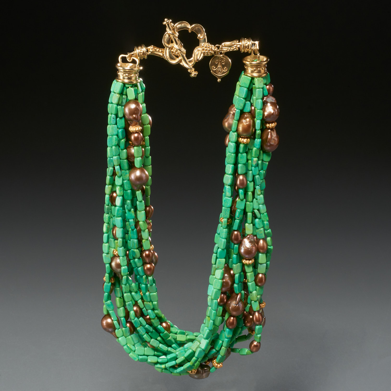 18K GOLD AND GREEN TURQUOISE