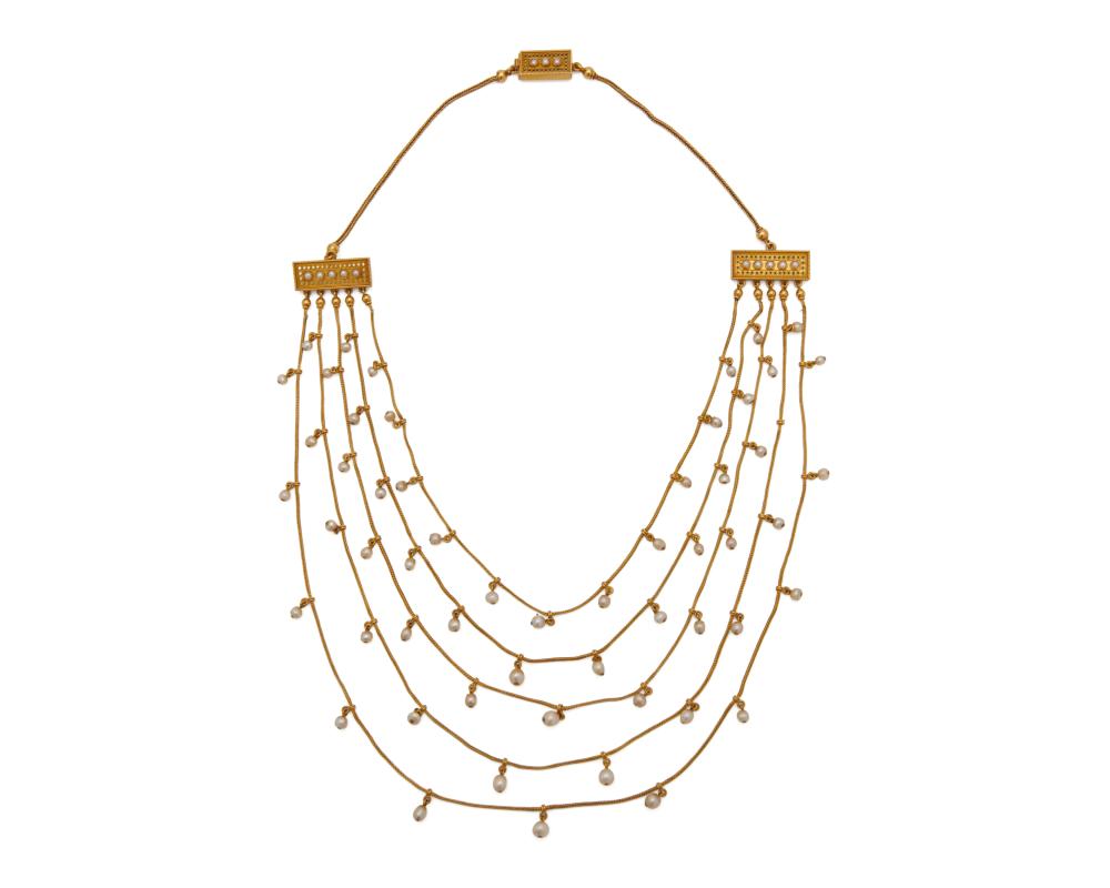 18K GOLD AND SEED PEARL NECKLACE18K