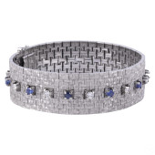 18K GOLD BLUE SAPPHIRE AND DIA