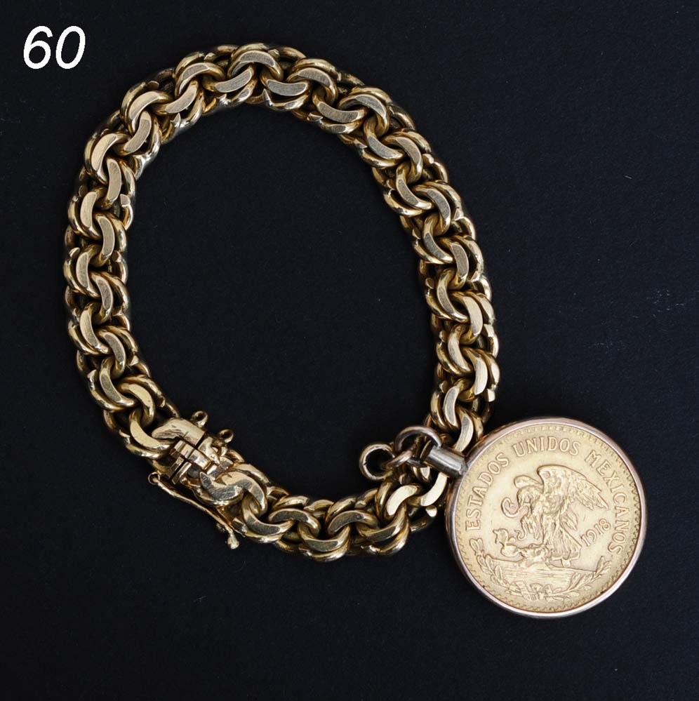 18k Gold Bracelet with 1918 Mexican