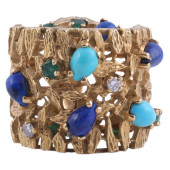 18K GOLD BRUTALIST GEMSTONE ES