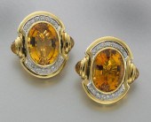 18K gold citrine and diamond e