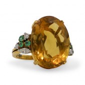 18K GOLD CITRINE DIAMOND & EME